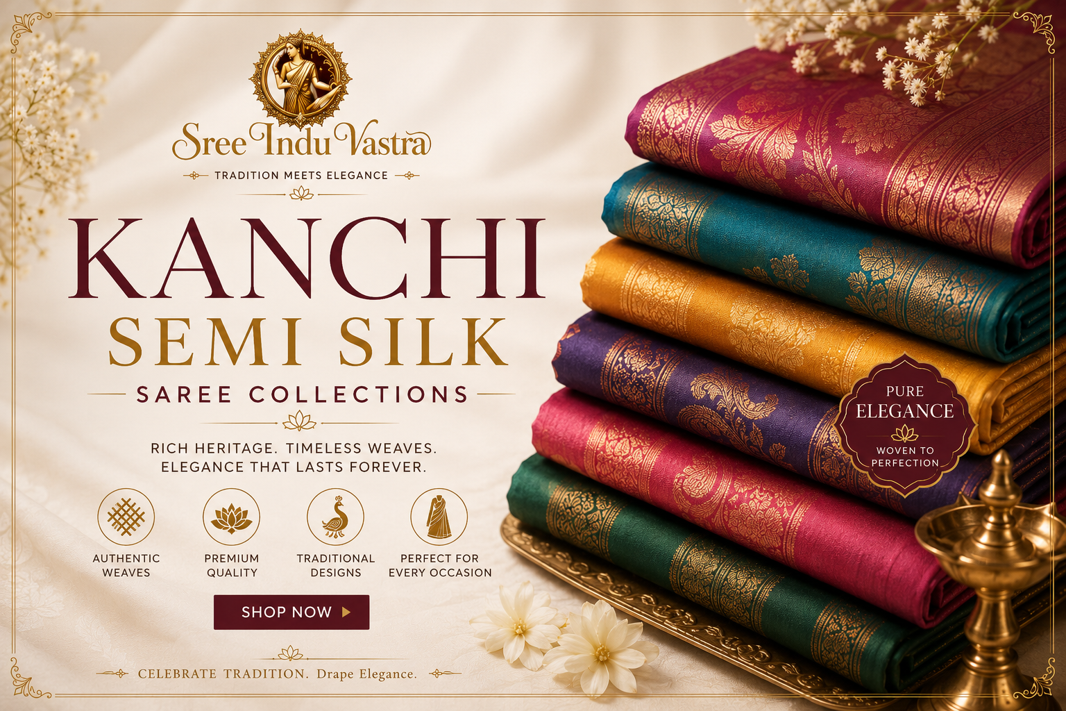 Kanchi semi silk sarees collections